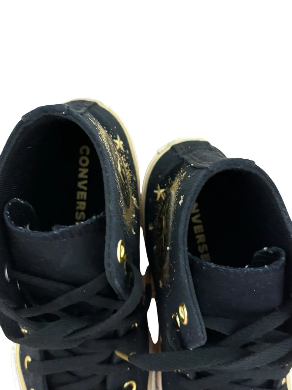 Converse Kids Black & Gold Star High Top Sneakers Size 2.5